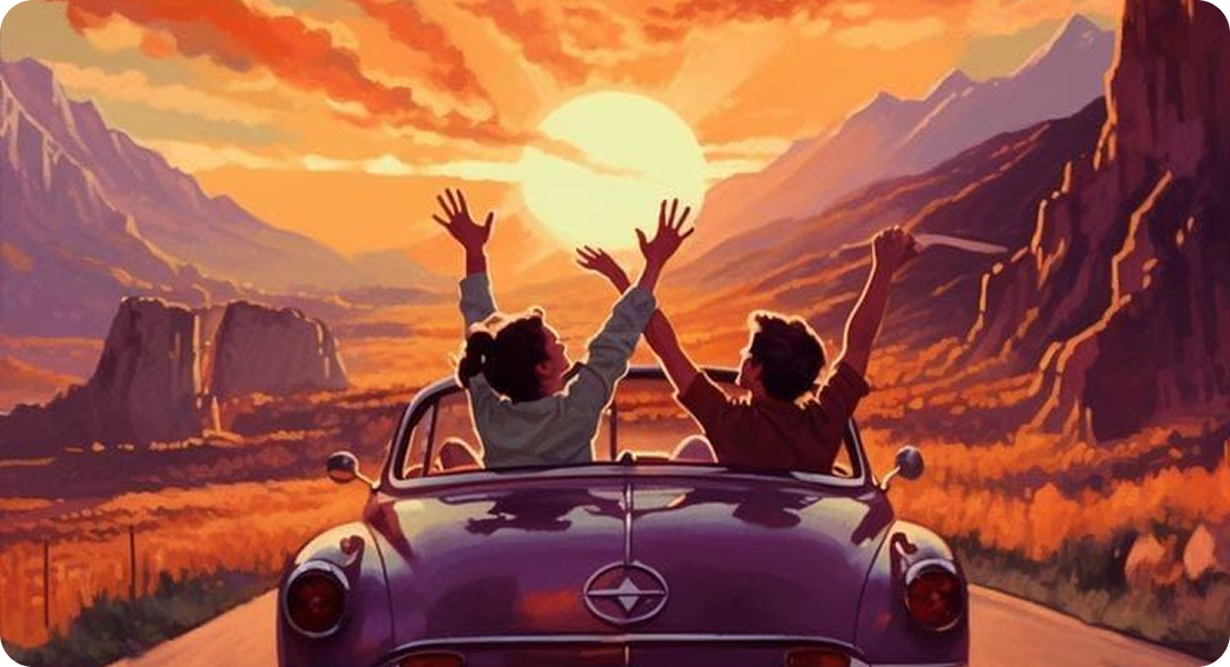 Car driving on scenic road